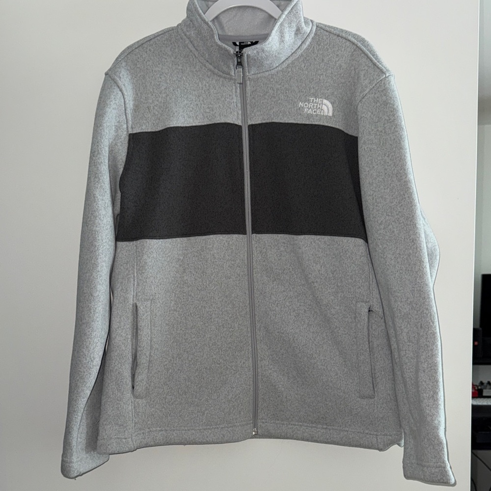 The North Face Light Gray and Black Fleece Jacket